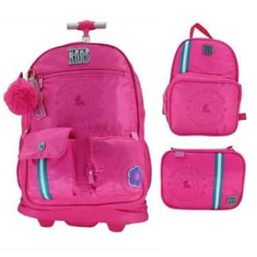 Imagem de Kit Mochila de Rodinha Lancheira e Estojo 24544 - Juvenil-Feminino