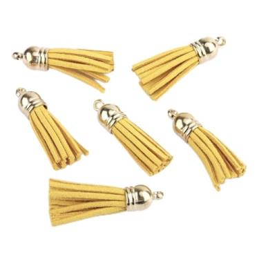 Imagem de 10-20 peças borlas para fabricação de joias mini borlas para artesanato DIY chaveiro borlas de couro pingente achados de joias de verão, 17 amarelo laranja, 20 peças