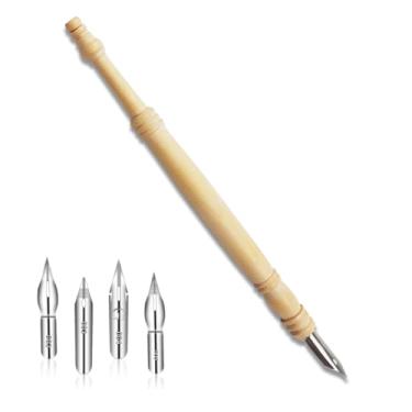 Imagem de Conjunto de pontas de caneta de quadrinhos Diu Diu Cat, conjunto de canetas de mergulho, pontas de caligrafia com suporte de ponta de caneta cômica de madeira para escrever, pintar, assinar