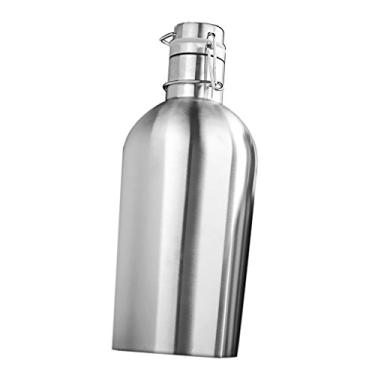 Imagem de Growler Cerveja Isolada com Tampa de balanço, Garrafa Hip Flask Economiza 1 L/2 L - Prata, 2 L