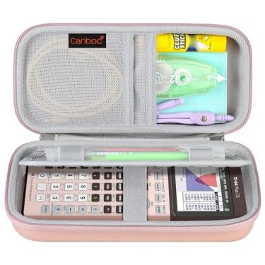Imagem de Canboc Estojo rígido para calculadora gráfica Texas Instruments Ti-84 Plus CE/Ti-84 Plus/TI-83 Plus, bolsa de malha, cabos, lápis, canetas e outros acessórios, ouro rosa