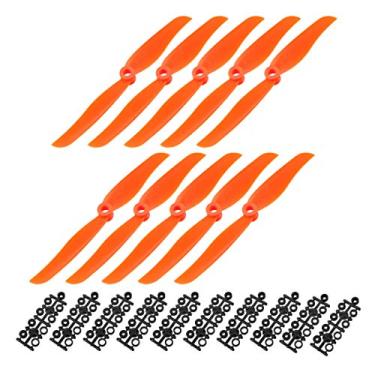 Imagem de uxcell Hélices RC CW 6035 6x3,5 polegadas 2 palhetas de asa fixa para brinquedo de avião, nylon laranja, 10 peças com anéis adaptadores