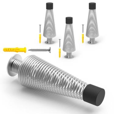 Imagem de Mousike Batentes de porta silenciosos, alta elasticidade de dobra de 360°, sem ruído de colisão ao abrir ou fechar a porta, batentes de porta de mola de 11,3 cm protegem as paredes e portas, também