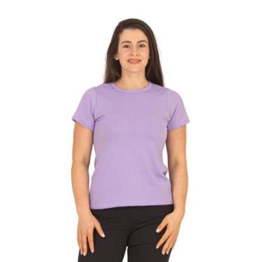 Imagem de Blusa Feminina Plus Size Canelada Manga Curta Baby Look Básica GG ao G