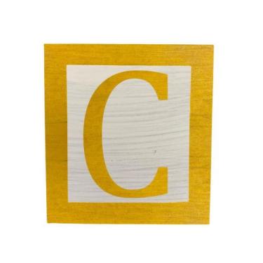 Imagem de Cubo Branco Letra Amarela com Aplique Festa Chá de Bebê Decoração 8x8x