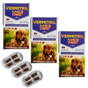 Imagem de Anti Pulga, Carrapatos E Vermes Super Poderoso 12 Comprimidos Cães 20 A 40kg - Max Power