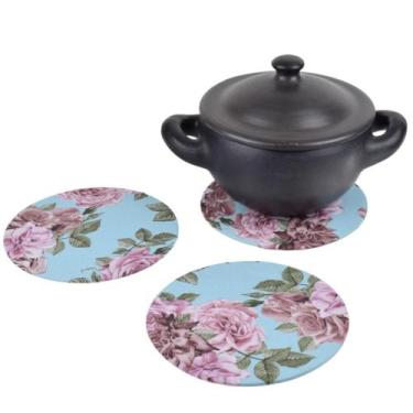 Imagem de Descanso de Panela MDF + Capa Estampada Para Mesa de Jantar Kit 03 Peç