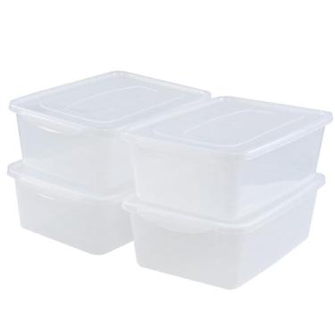 Imagem de Melontray Embalagem com 4 recipientes de plástico com tampa, caixa de armazenamento transparente de 14 L