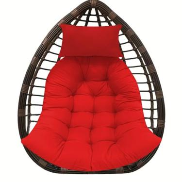 Imagem de BCKNT Almofada de assento de cesta suspensa espessa com encosto de cabeça, almofadas de cadeira de balanço de rede, almofada de cadeira de pátio de ovo macio com algodão PP de alta elasticidade, para
