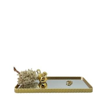 Imagem de Bandeja Espelhada Banheiro Lavabo Bandeja Decorativa Multiuso(Dourada（j90256))