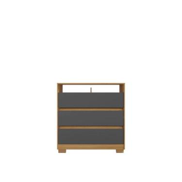 Imagem de Comoda San José Com 3 Gavetas Cor Carvalho Americano Grafite 90x96 Par