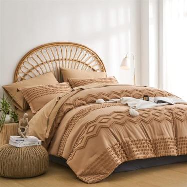 Imagem de Conjunto de edredom KAKIJUMN Khaki Tufted King Size 7 peças