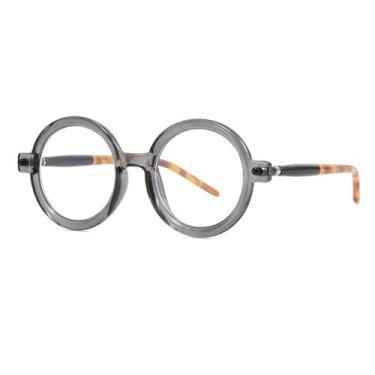 Imagem de HCPIHF Óculos redondos femininos de duas cores da moda, armação retrô masculina (tamanho único/6)