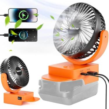 Imagem de Rozlchar Ventilador portátil sem fio compatível com bateria Ridgid 18V, funciona para L1815R B1820R L1830R, motor sem escovas com USB A/C carregamento rápido para oficina de acampamento e canteiro de