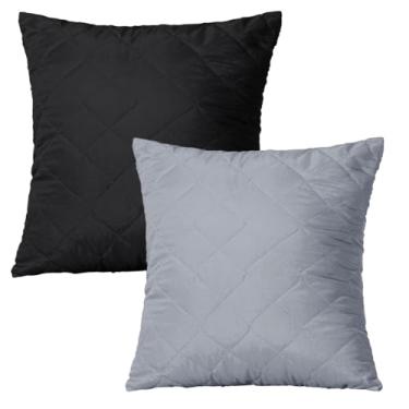 Imagem de Capa de Almofada Decorativa Matelada, 45x45cm, com Zíper, 5 Cores Lisas (2, Preta/Cinza)