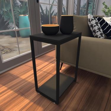 Imagem de Mesa Lateral Preta Aparador De Sofa Sala Mesa Lateral Cama