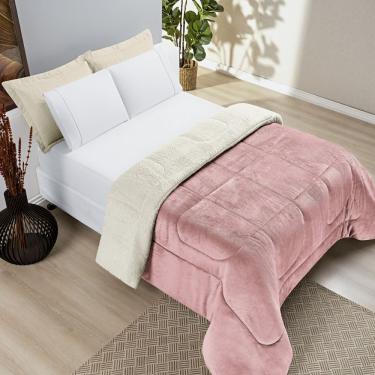 Imagem de Coberdrom Casa Scarpa Apollo Queen Sherpa Pele De Carneiro + Manta Flannel - Rosa