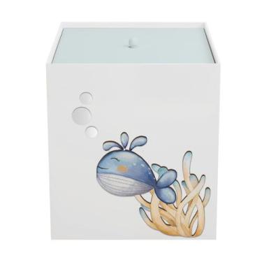 Imagem de Lixeira Kit Higiene MDF com Tampa Quarto Bebê Fundo do Mar - Neném na 