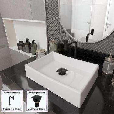 Imagem de Cuba Dalla Sobrepor com Válvula Click e Torneira Inox Black - Loja Doc