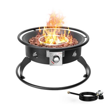 Imagem de ONLYFIRE OUTDOOR LIVING Lareira a gás propano de 55 cm, lareira portátil sem fumaça com mangueira de 3 m e pedras de lava, fogueira para pátio, quintal, fogueira, acampamento, trailer, festa na praia