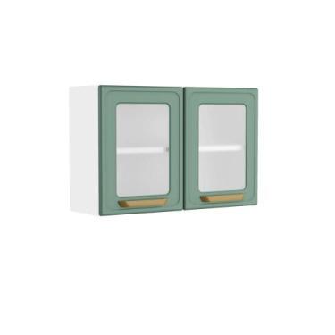 Imagem de Armário Aéreo de Aço Cozinha 2 Portas de Vidro Bella Bertolini, Verde/