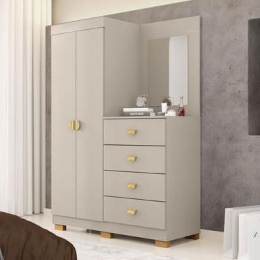 Imagem de Cômoda Roupeiro Cristal c/ Espelho 4 Gavetas 2 Portas Fendi - Vila Ric