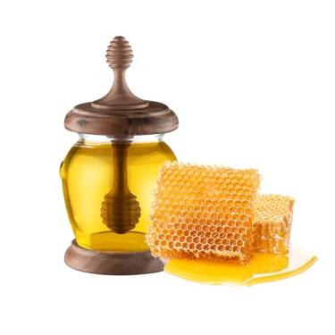 Imagem de North American Black Walnut Lid Honey Jar -10.14 oz Quality Glass - Ideal for Honey and Maple Syrup, Wide-Mouth, Dipper Included honey pot The Mother's Day Gift and Family Kitchen Decor