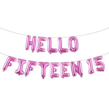 Imagem de Decorações de aniversário de 15 anos para meninas 15º aniversário Hello Fifteen Birthday Party Supplies Número 15 Balões Kit de festa de aniversário de 15 anos para sua menina (HELLO FIFTEEN 15 Rose