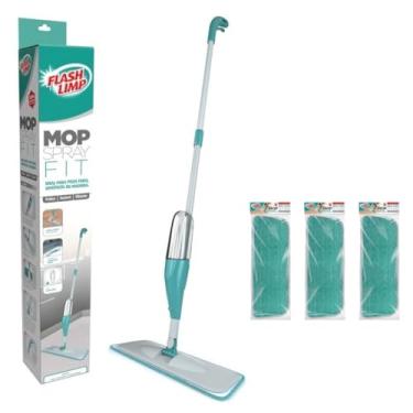 Imagem de Mop Spray Fit com 3 Refis, Vassoura com Reservatório para Pisos Frios, Sintéticos e Madeira, Verde