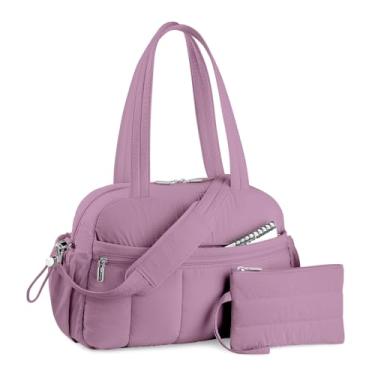 Imagem de TOPDesign Bolsa esportiva de viagem para mulheres, bolsa de ginástica acolchoada com bolso molhado, para viagem de fim de semana com manga de bagagem, Roxa, Large, Casual