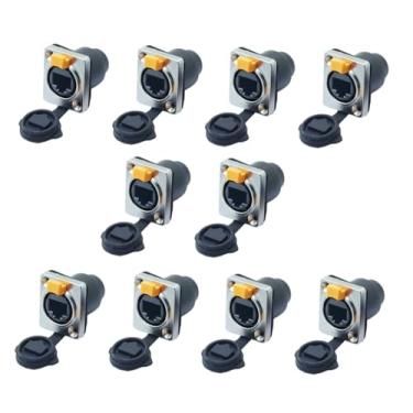 Imagem de 10 un Conector Ethercon Rj45 Keystone Ip65 Rede Fêmea Duplo Painel de Led Emenda Tomada Rack