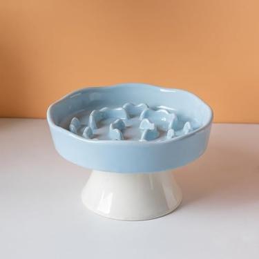 Imagem de KeyChefLab Tigela para cães de alimentação lenta, tigelas de cerâmica elevada para cães e gatos pequenos e médios – tigela de alimentação lenta, itens essenciais para filhotes, suprimentos para