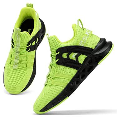 Imagem de koppu Tênis de corrida infantil para meninas e meninos da escola primária para estudantes esportivos primavera e outono sapatos casuais, Verde fluorescente - 4, 10 Toddler