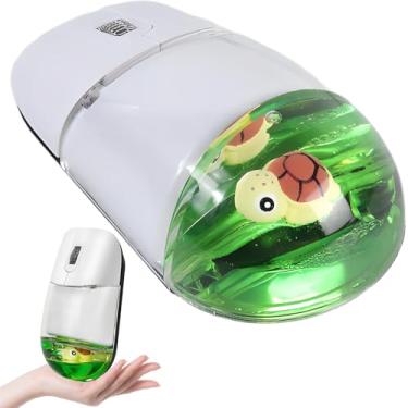 Imagem de Mouse sem fio - lindo design aquático transparente, mouse aquático com precisão óptica, cliques silenciosos, estilo retrô transparente animal leve e flutuante para escritório em casa, ótimo para