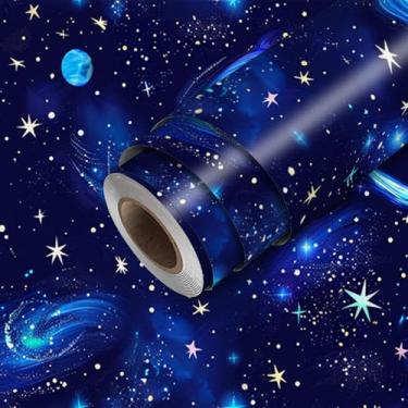 Imagem de HOMETITUTE Papel de parede Galaxy Peel and Stick Space Star Contact 300 cm x 45 cm Revestimento de parede decorativo de vinil autoadesivo para quarto, sala de estar, quarto de crianças, decoração