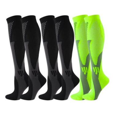 Imagem de Kit 3 Pares Meia De Compressão Esportiva Cano Alto 3/4 Corrida Ciclism