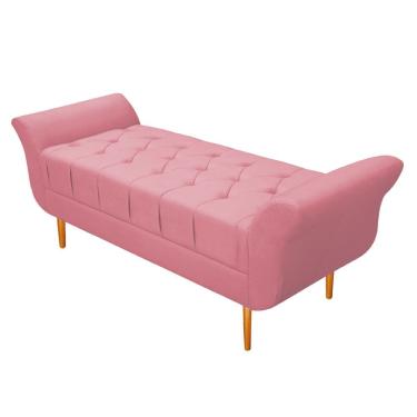 Imagem de Recamier Estofado Ari 90 Cm Solteiro Suede Rosa Bebê Doce Sonho Móveis