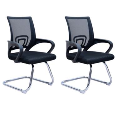 Imagem de Kit 2 Cadeiras Manchester Base Fixa E Encosto Polipropileno Preto