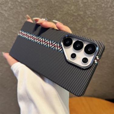 Imagem de Capa de celular com carregamento sem fio de fibra de carbono para Samsung Galaxy S25 Ultra, S24 Plus, S23, lente de liga, capa rígida de PC, A, para Galaxy S25 Ultra
