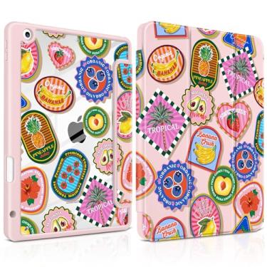 Imagem de MEEgoodo Capa para iPad de 10,2 polegadas, capas de tablet para iPad 9ª geração 2021/8ª geração 2020/7ª geração 2019 com revestimento traseiro de acrílico transparente + suporte de lápis + despertar