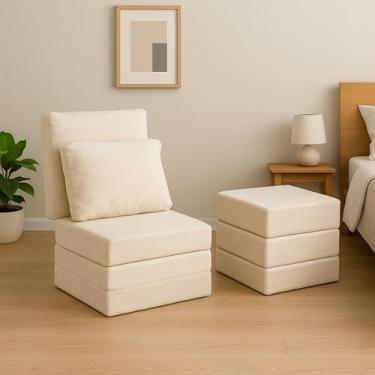 Imagem de Colchonete Solteiro Dobrável Portátil Pufe Mini Cama Acampamento Campi