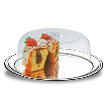 Imagem de Conjunto Bolos Brinox Petúnia Inox c/ Cúpula PS 32cm