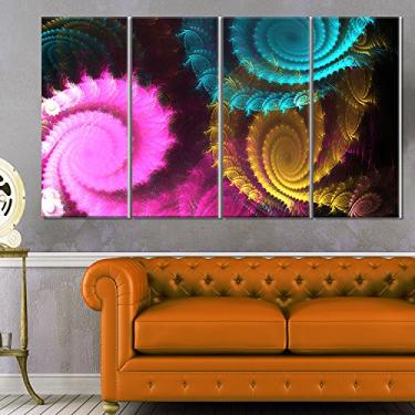 Imagem de Designart Arte de parede de metal brilhante abstrato grande em redemoinho colorido, 122 x 71 - 10 painéis iguais, ouro