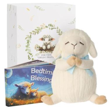 Imagem de Conjunto de presentes de batismo Sawnfay Lamb Plush 18 cm e livro