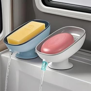 Imagem de 1 saboneteira oval ajustável luxuosa com ralo - Montado na parede, antiderrapante, bandeja de sabão removível para banheiro