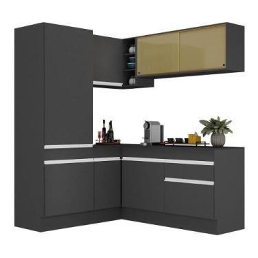 Imagem de Armário De Cozinha Completa De Canto V2088 Preto/branco - MULTIMOVEIS