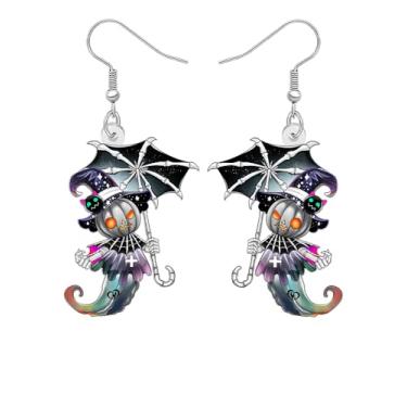 Imagem de Brincos pendentes de abóbora fantasma de terror de acrílico para mulheres, design de esqueleto assustador gótico e acessórios de bijuteria de Halloween, Medium, Acrílico Aço inoxidável, Sem pedra