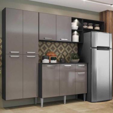 Imagem de Cozinha Compacta com Armário e Balcão com Tampo Preta - MULTIMOVEIS