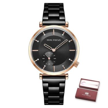 Imagem de Relógio Feminino Mini Focus Mf0333l à Prova D'água Preto