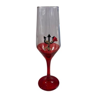 Imagem de Taça Pomba Gira Flor Tridente Champagne Buffet Vidro 186Ml